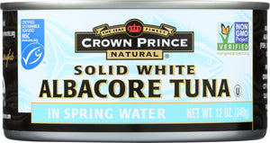 CROWN PRINCE: Solid White Albacore Tuna In Spring Water, 12 oz