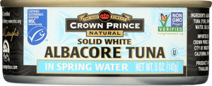 CROWN PRINCE: Natural Albacore Tuna Solid White No Salt Added In Spring Water, 5 oz