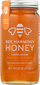 BEE HARMONY: American Raw Orange Blossom Honey, 12 oz