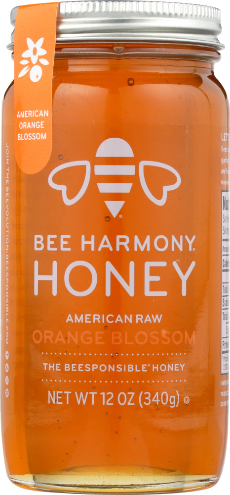 BEE HARMONY: American Raw Orange Blossom Honey, 12 oz