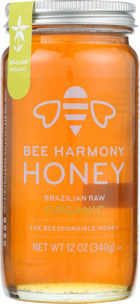 BEE HARMONY: Brazilian Raw Organic Honey, 12 oz