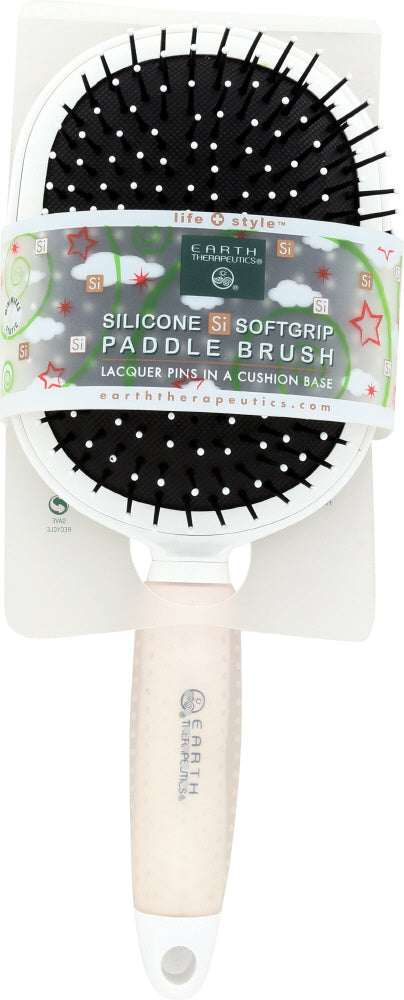 EARTH THERAPEUTICS: Hair Brush Paddle White Silicon, 1 pc