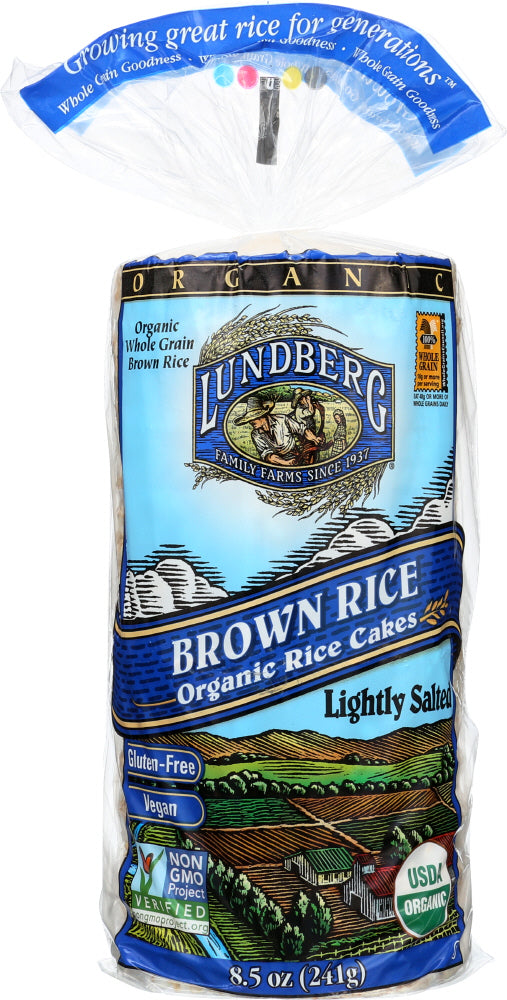 LUNDBERG: Organic Brown Rice Cakes Lightly Salted, 8.5 oz