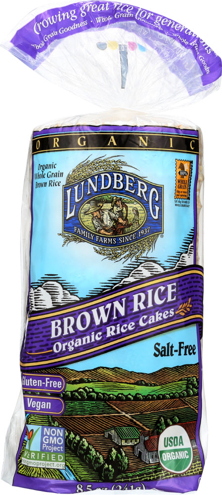 LUNDBERG: Brown Rice Organic Rice Cakes Salt Free, 8.5 oz