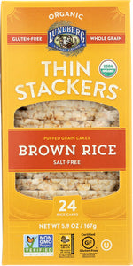 LUNDBERG: Rice Cakes Thin Stackers Brown Rice Salt-Free, 5.9 oz