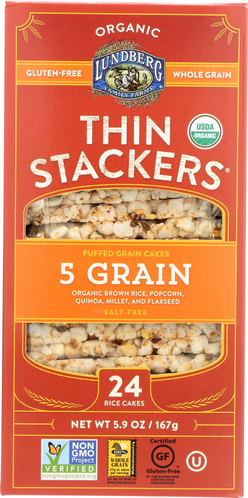 LUNDBERG: Rice Cakes Thin Stackers 5 Grain, 5.9 oz