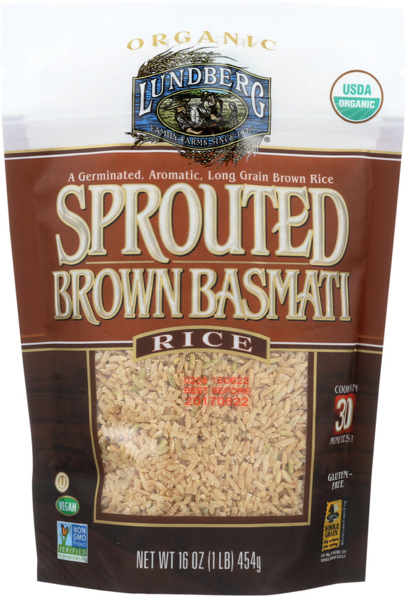 LUNDBERG: Organic Sprouted Brown Basmati Rice, 1 lb