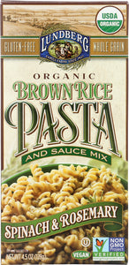 LUNDBERG: Organic Brown Rice Pasta and Sauce Mix Spinach and Rosemary, 4.5 oz