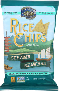 LUNDBERG: Rice Chips Sesame and Seaweed, 6 oz