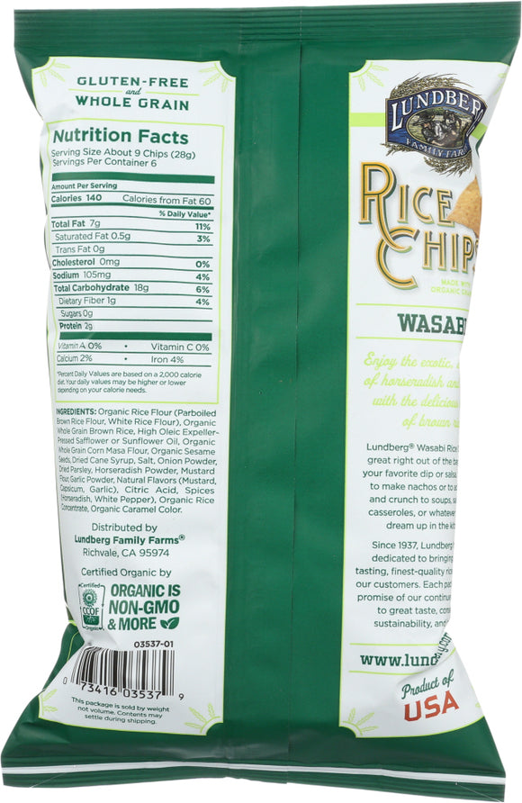 LUNDBERG: Rice Chips Wasabi, 6 oz