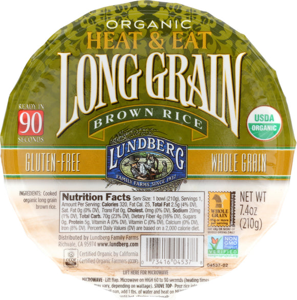 LUNDBERG: Organic Long Grain Brown Rice, 7.4 oz