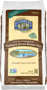 LUNDBERG FAMILY FARMS: California Brown Basmati Rice, 25 lb