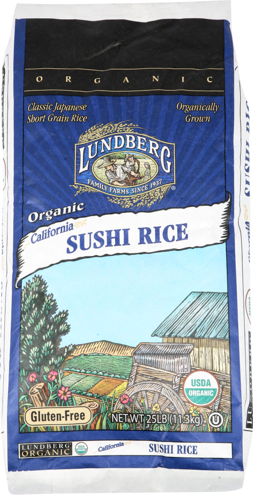 LUNDBERG: Organic White Short Sushi Rice, 25 lb