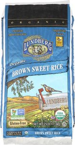 LUNDBERG: Gluten Free Organic Sweet Brown Rice, 25 lb