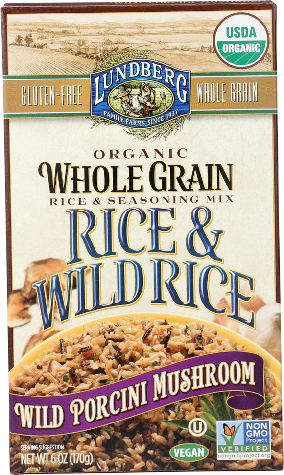 LUNDBERG: Organic Whole Grain Rice and Wild Rice Wild Porcini Mushroom, 6 oz