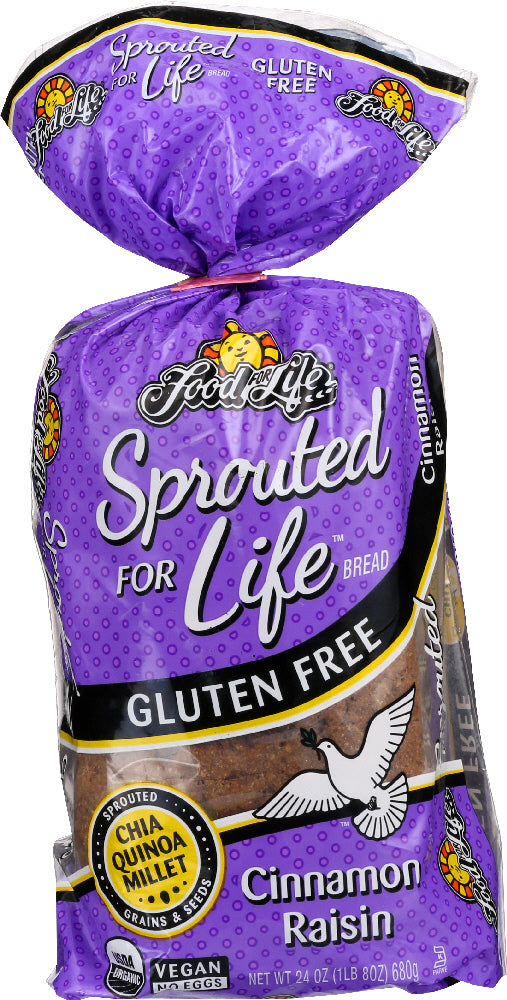 FOOD FOR LIFE: Sprouted Grain Bread Gluten Free Cinnamon Raisin, 24 oz