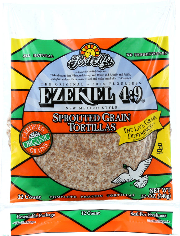 FOOD FOR LIFE: Ezekiel 4:9 Small Sprouted Grain Tortillas New Mexico Style, 12 oz