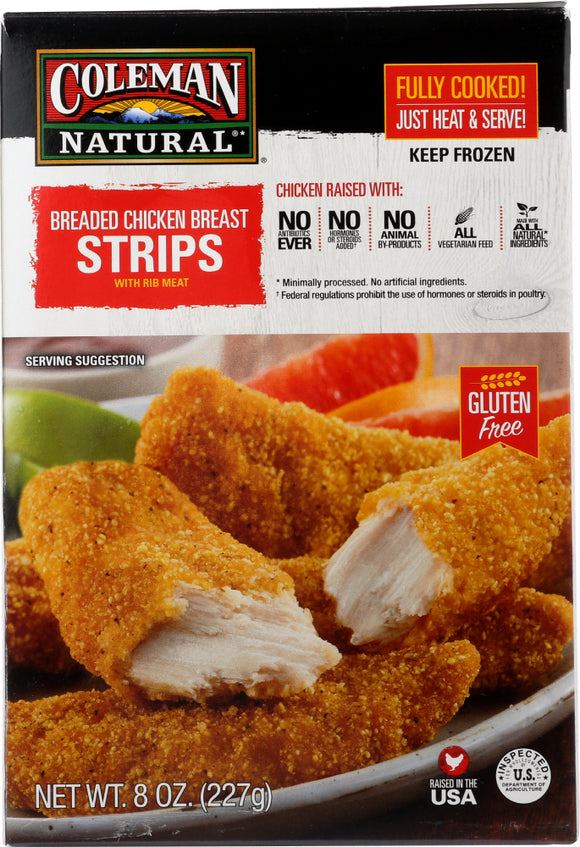 COLEMAN: Chicken Strip Breaded Gluten Free, 8 oz