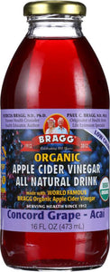 BRAGG: Organic Apple Cider Vinegar All Natural Drink Concord Grape and Acai, 16 oz