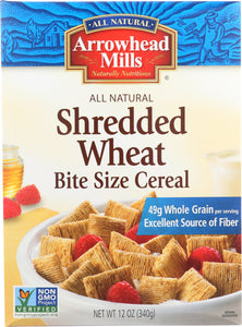 ARROWHEAD MILLS: Shredded Wheat Bite Size Cereal, 12 Oz