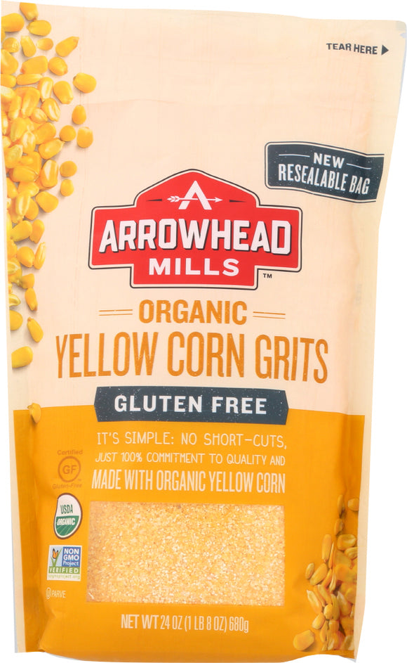 ARROWHEAD MILLS: Organic Gluten Free Yellow Corn Grits, 24 oz