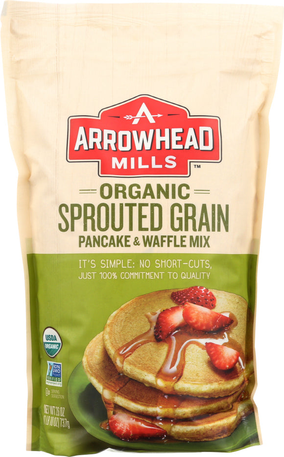 ARROWHEAD MILLS: Organic Sprouted Grain Pancake and Waffle Mix, 26 oz