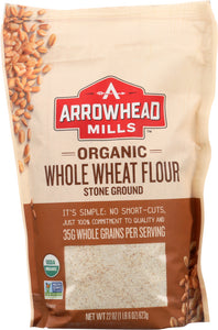 ARROWHEAD MILLS: Flour Stone Ground Wheat Organic, 22 oz