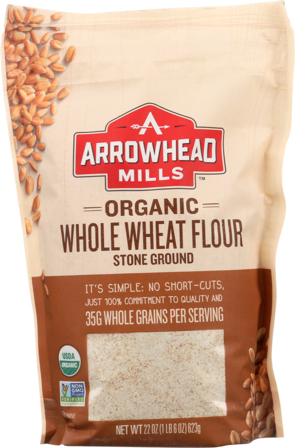 ARROWHEAD MILLS: Flour Stone Ground Wheat Organic, 22 oz