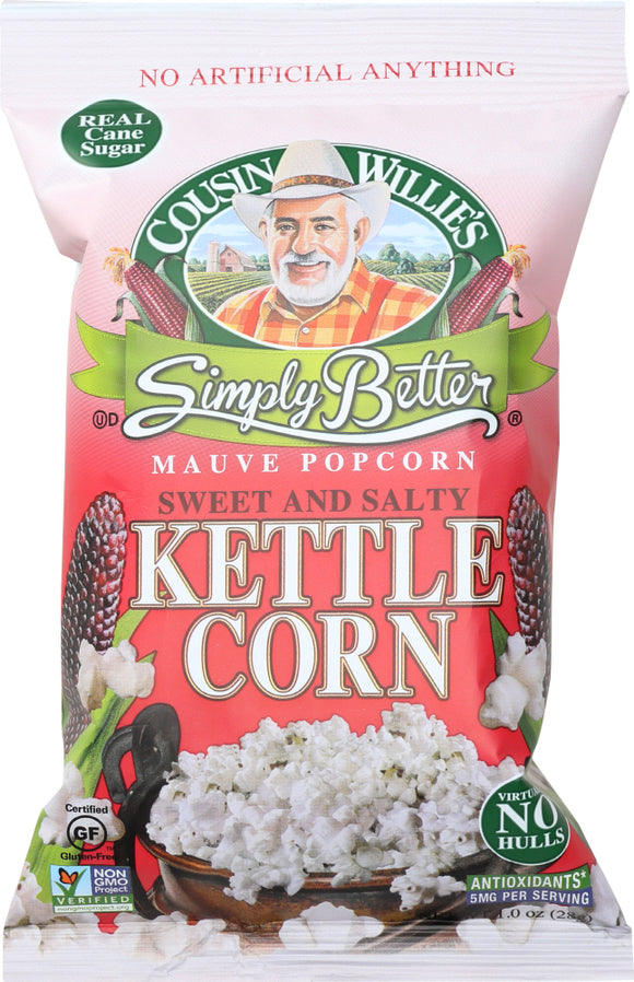 COUSIN WILLIES SIMPLY BETTER: Sweet & Salty Kettle Corn Popcorn, 1 oz