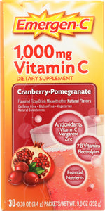 EMERGEN-C: Vitamin C Fizzy Drink Mix Cranberry Pomegranate 1000 mg, 30 packets