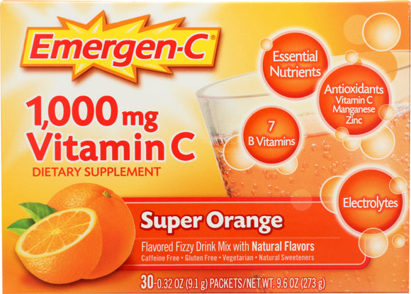 EMERGEN-C: Vitamin C Fizzy Drink Mix Super Orange 30 packets, 9.3 oz