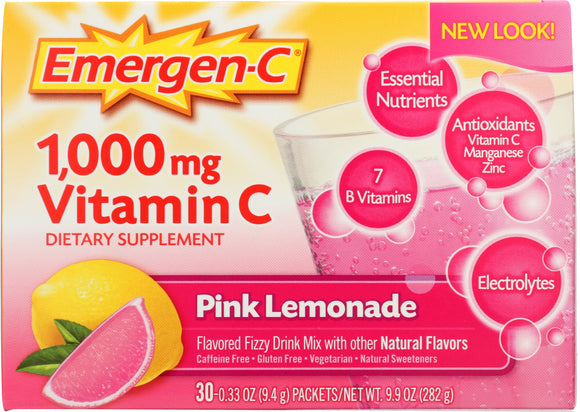 EMERGEN-C: Vitamin C Fizzy Drink Mix Pink Lemonade, 30 packets