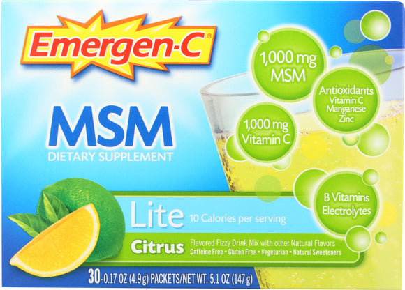 EMERGEN-C: MSM Formula Fizzy Drink Mix Lite Citrus, 30 packets