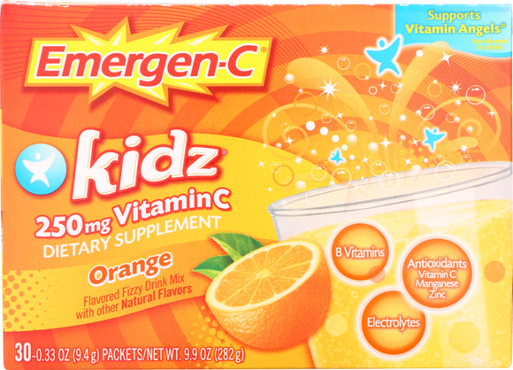 EMERGEN-C: Kidz Vitamin C Fizzy Drink Mix Orange, 30 Packets