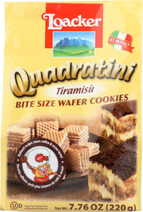 LOACKER: Quadratini Bite Size Wafer Cookies Tiramisu, 7.76 Oz