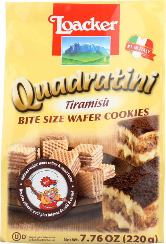 LOACKER: Quadratini Bite Size Wafer Cookies Tiramisu, 7.76 Oz