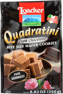 LOACKER: Quadratini Dark Chocolate Wafer Cookies, 8.82 Oz