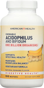 AMERICAN HEALTH: Probiotics Acidophilus and Bifidus Chewable Banana Flavor, 100 Wafers