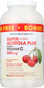 AMERICAN HEALTH: Super Acerola Plus Natural Vitamin C Natural Berry Flavor 500 mg, 250 Count