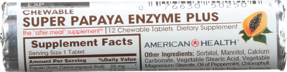 AMERICAN HEALTH: Super Papaya Enzyme Chewable Roll, 12 Tablets