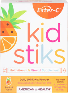 AMERICAN HEALTH: Stiks Ester-C Kid Multivitamin Tropical Punch 30 Powder Sticks, 9.73 oz