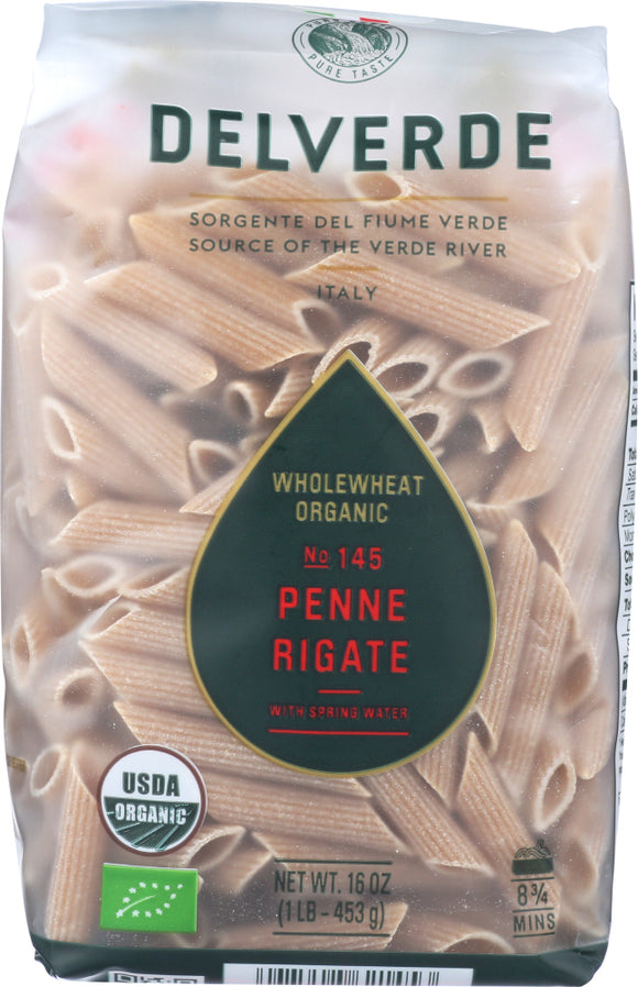 DEL VERDE: Pasta Penne Rigate WW Organic, 1 lb
