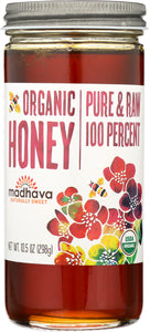 MADHAVA HONEY: Organic Raw Honey, 10.5 oz