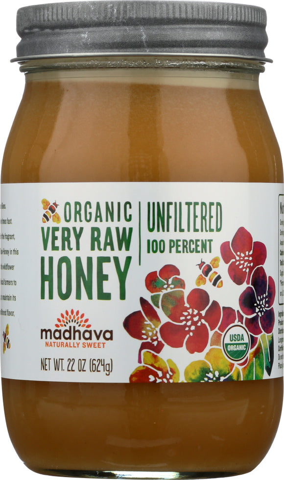 MADHAVA: Organic Very Raw Honey, 22 oz