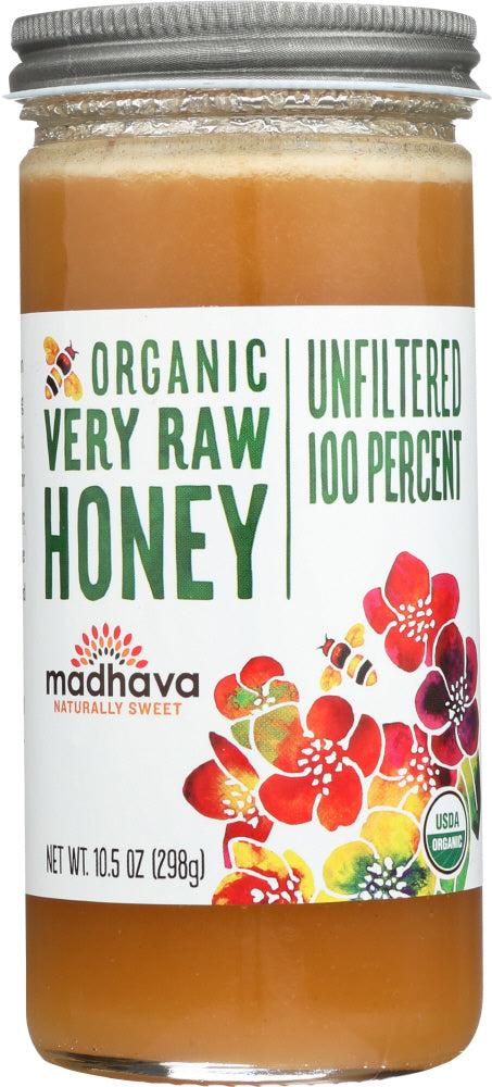 MADHAVA HONEY: Organic Very Raw Honey, 10.5 oz