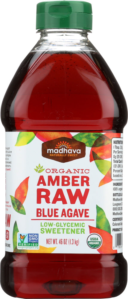 MADHAVA: Organic Amber Raw Blue Agave, 46 oz