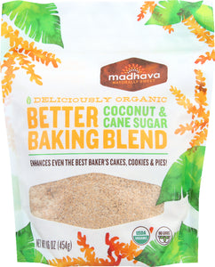 MADHAVA: Deliciously Organic Better Baking Blend Coconut & Cane Sugar, 16 oz