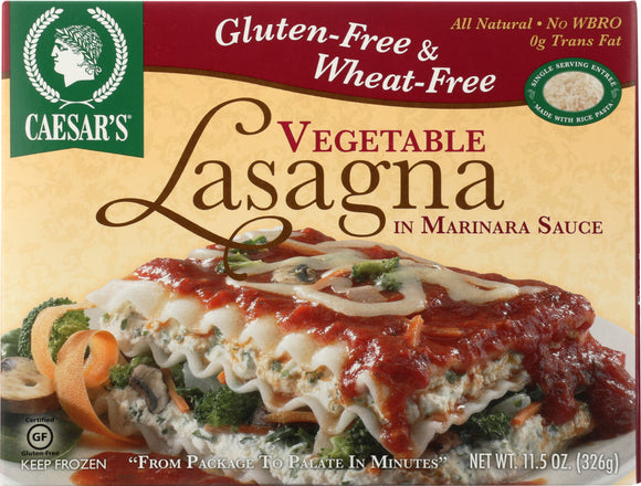 CAESARS: Pasta Gluten Free Vegetable Lasagna in Marinara Sauce, 11.5 oz