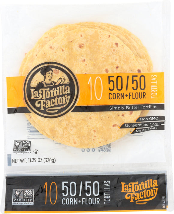 LA TORTILLA FACTORY: Tortilla 50-50 Yellow Corn, 11.29 oz