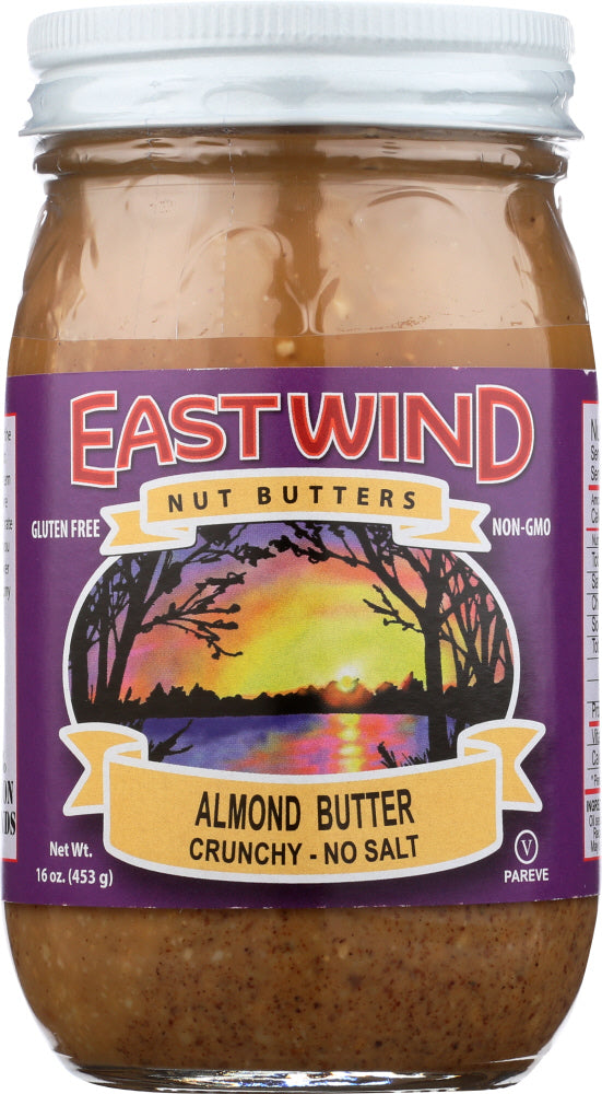 EAST WIND: Nut Butters Crunchy No Salt Almond Butter, 16 Oz